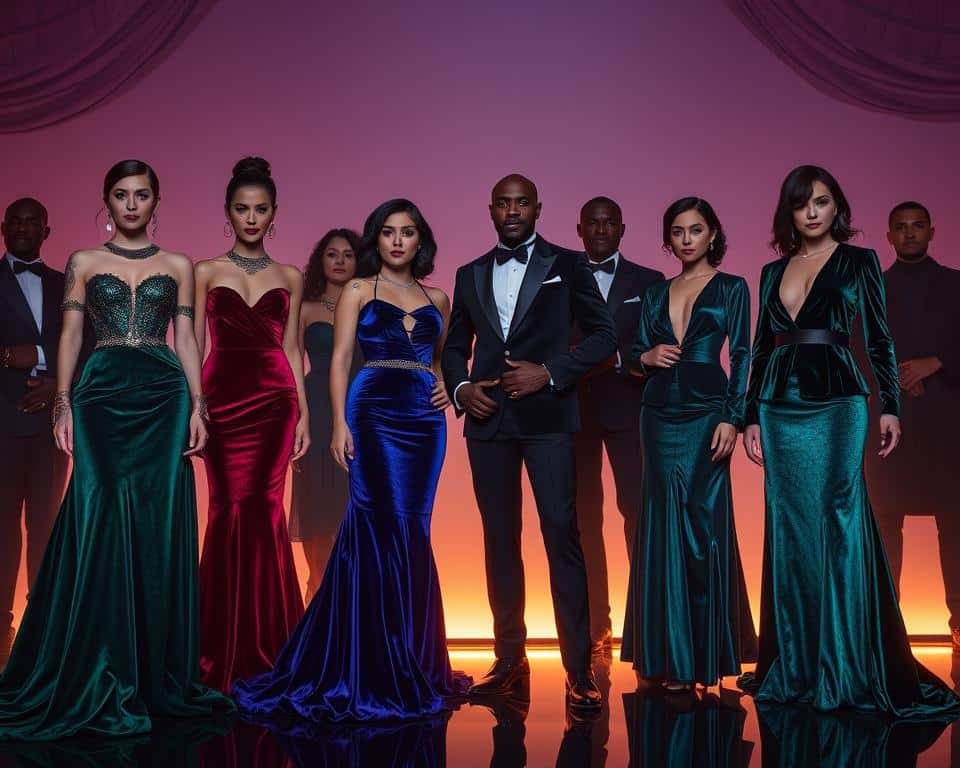 Luxurious velvet ensembles