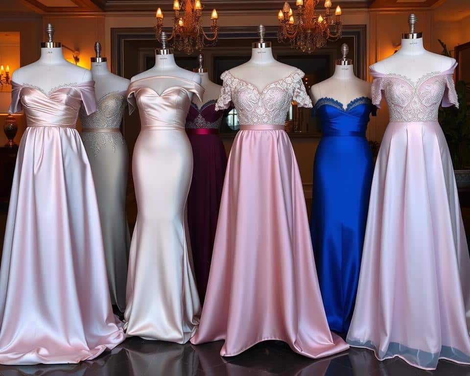 off-shoulder evening gowns
